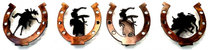 horseshoe wall art bronc riders